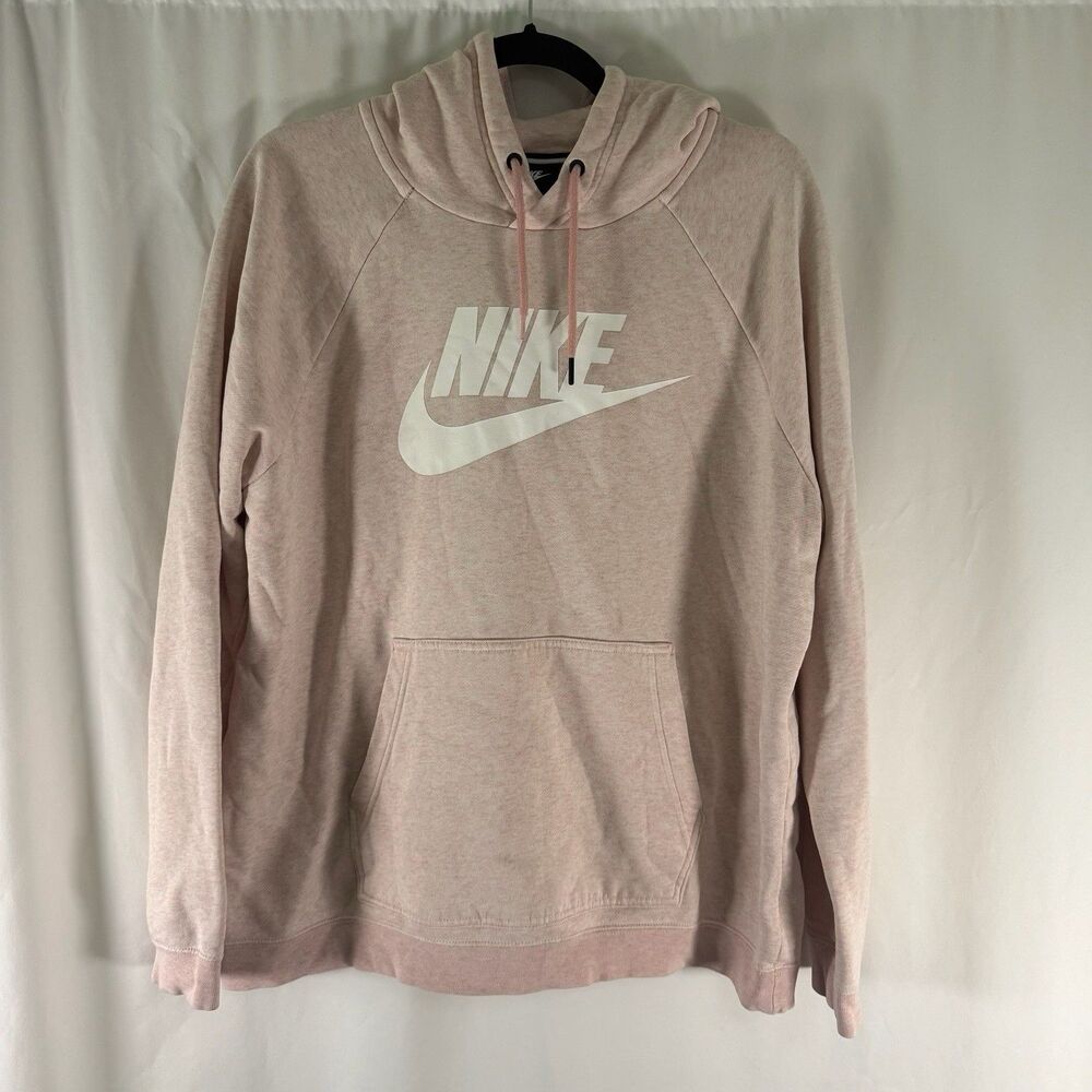 Nike Hoodie Women's XL Heathered Pink Drawstring Pullover Sweater Pockets